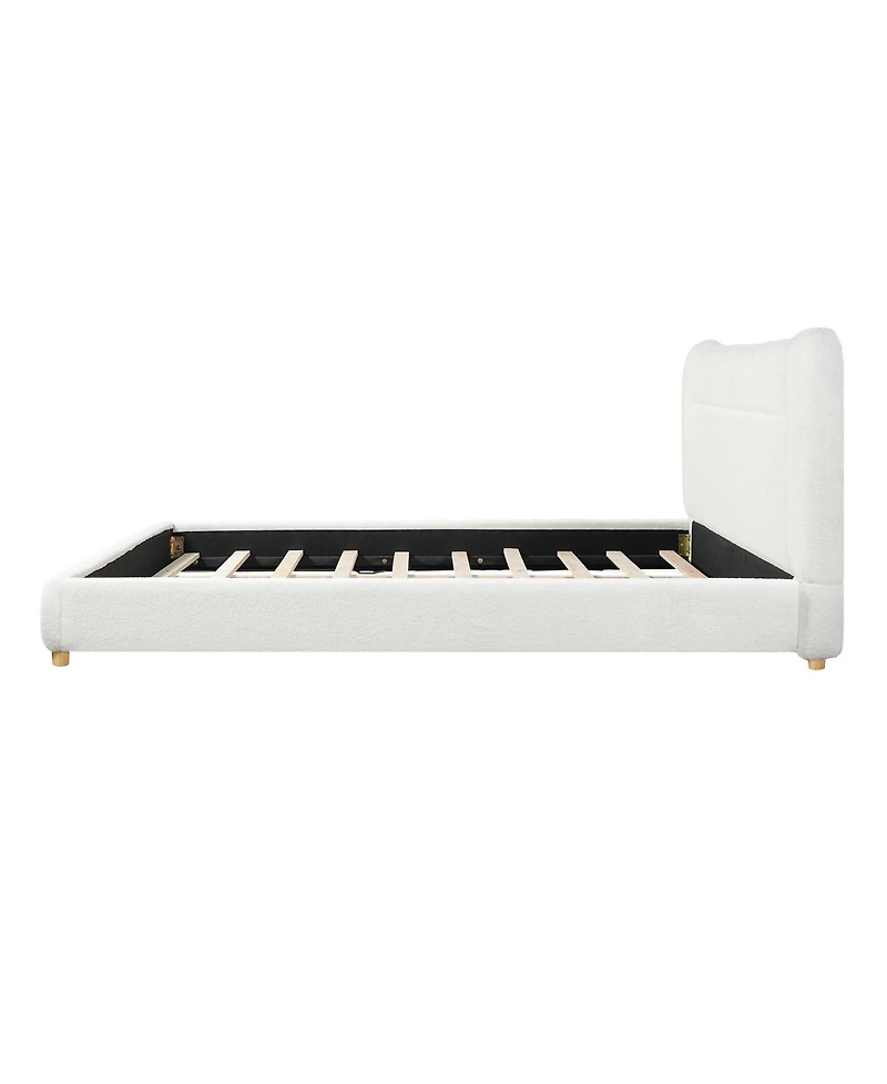 Streamdale Furniture Minimalist curved headboard teddy bear plush bed Queen