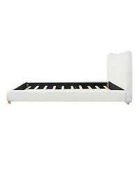 Streamdale Furniture Minimalist curved headboard teddy bear plush bed Queen