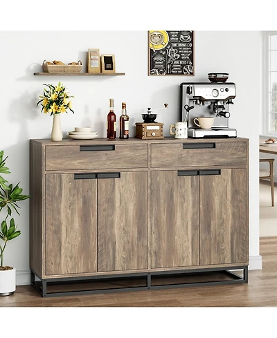 homfan Sideboard Buffet Cabinet with Storage 55" Accent Drawers and Doors for Kitchen Dining Room Living