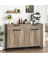 homfan Sideboard Buffet Cabinet with Storage 55" Accent Drawers and Doors for Kitchen Dining Room Living