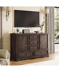 homfan Farmhouse Sideboard Buffet Cabinet with 5 Drawers and 2 Doors Coffee Bar Console Table for Dining Room Living Entryway