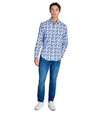 Society of Threads Men's Regular Fit 4-Way Stretch Performance Floral Long Sleeve Button Down