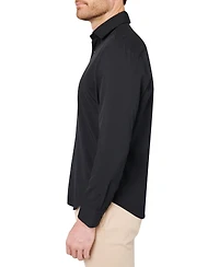 Society of Threads Men's Regular Fit 4-Way Stretch Performance Solid Long Sleeve Button Down