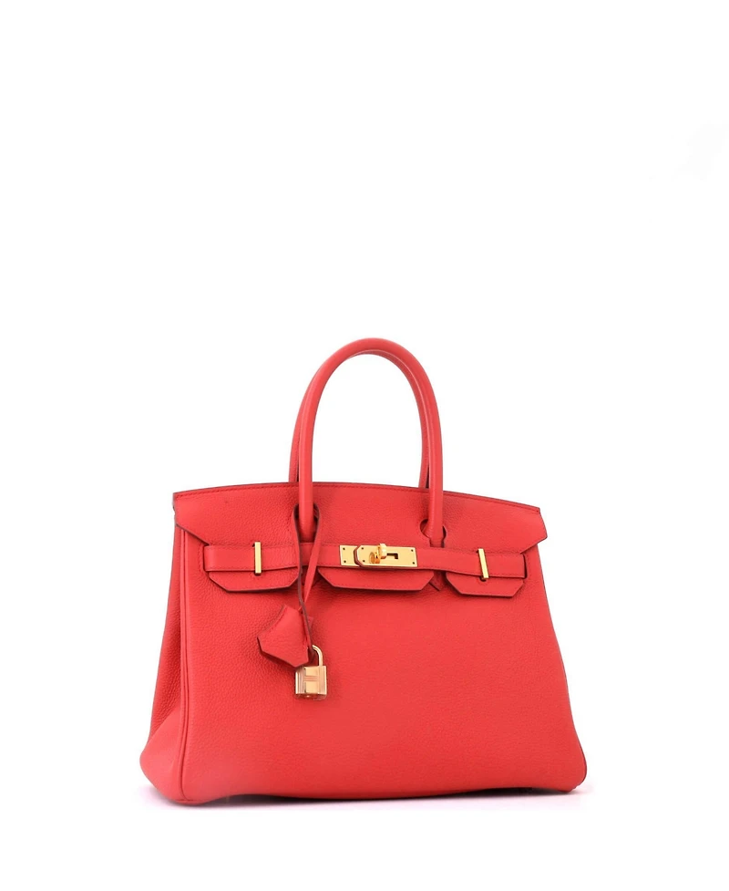 Pre-Owned HERMES Birkin 30 Handbag Red Togo with Gold Hardware