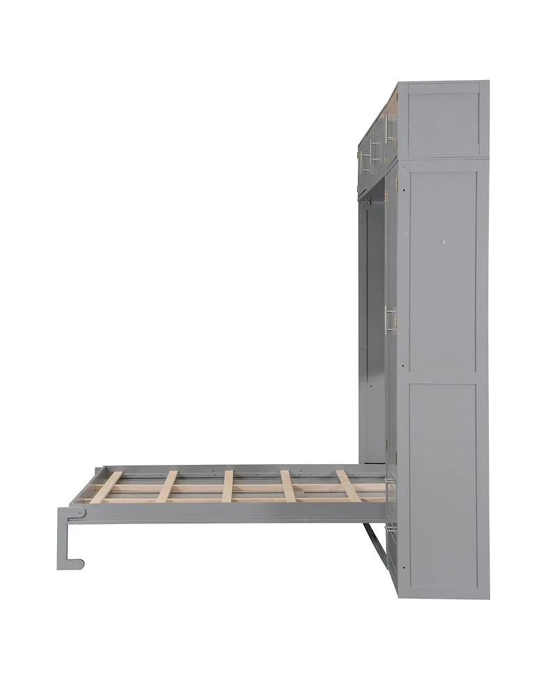 Streamdale Furniture Murphy Bed with Top Cabinet Shelves and Wardrobe
