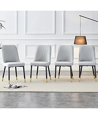Streamdale Furniture Set of 4 Modern Pu Leather Dining Chairs with Metal Legs