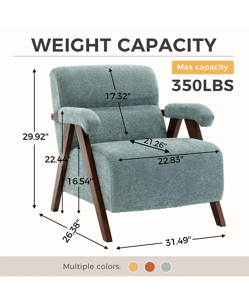 Streamdale Furniture Mid-Century Modern Tufted Accent Chair with Solid Wood Frame