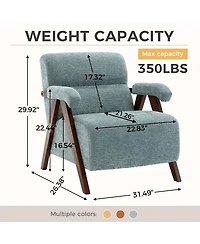 Streamdale Furniture Mid-Century Modern Tufted Accent Chair with Solid Wood Frame