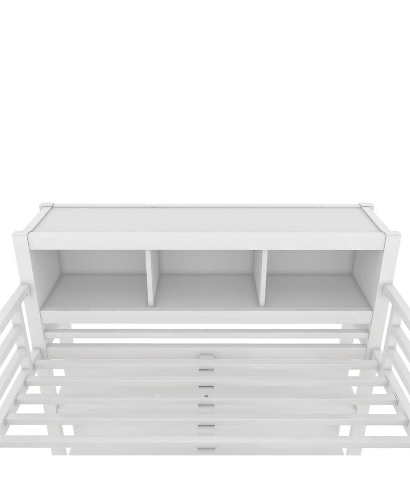 Streamdale Furniture Full Size Metal Loft Bed with Wardrobe L-Shaped Desk and Storage