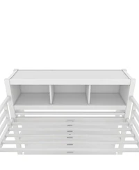 Streamdale Furniture Full Size Metal Loft Bed with Wardrobe L-Shaped Desk and Storage