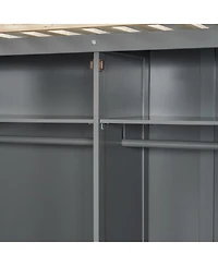 Streamdale Furniture Full Size Offset Bunk Bed with Wardrobe Drawers and Upholstered Guardrail