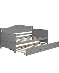 Streamdale Furniture Wooden Daybed with Trundle Bed Sofa Bed for Bedroom Living Room