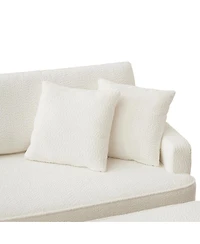 Streamdale Furniture Boucle Indoor Chaise Lounge Chair with Ottoman and 2 Throw Pillows
