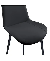 Streamdale Furniture Set of 2 Modern Pu Leather Dining Chairs with Metal Legs