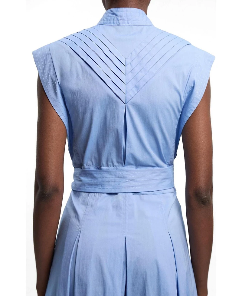 Karen Millen Women's Cotton Tie Waist Midi Dress