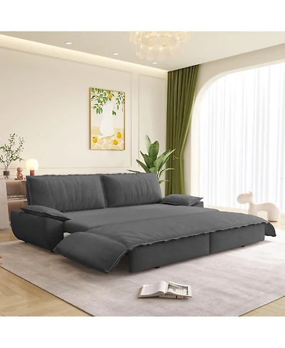 Streamdale Furniture 73.2'' 3-in-1 Convertible Queen Pull-Out Corduroy Sleeper Sofa
