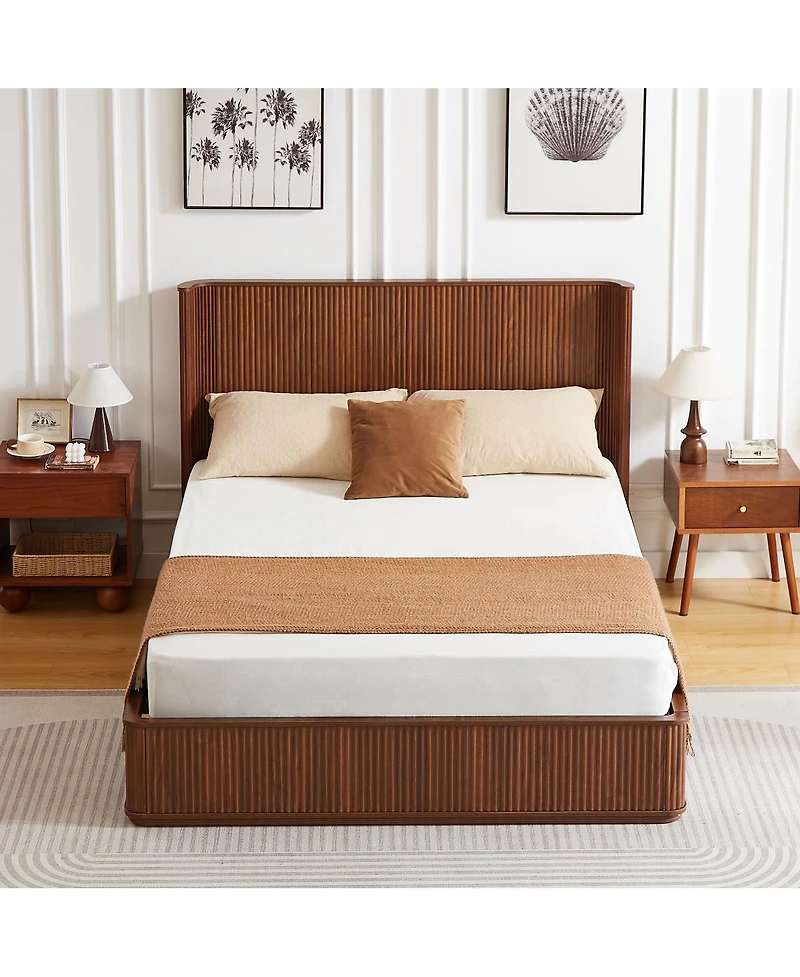 Streamdale Furniture Corrugated Wave Wood Platform Bed Frame
