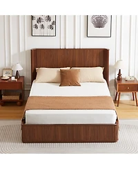Streamdale Furniture Corrugated Wave Wood Platform Bed Frame