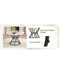 Streamdale Furniture 47.3 inch Circular Mdf Dining Table with 6 Ergonomic Pu Chairs