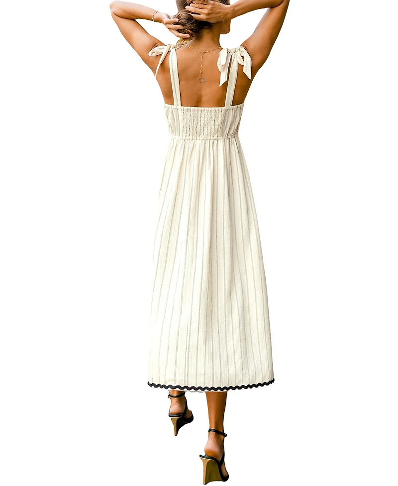 Cupshe Women's Paradise Valley Striped Midi Beach Dress