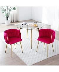 Streamdale Furniture Modern Velvet Dining Chairs Set of 2 with Golden Metal Legs
