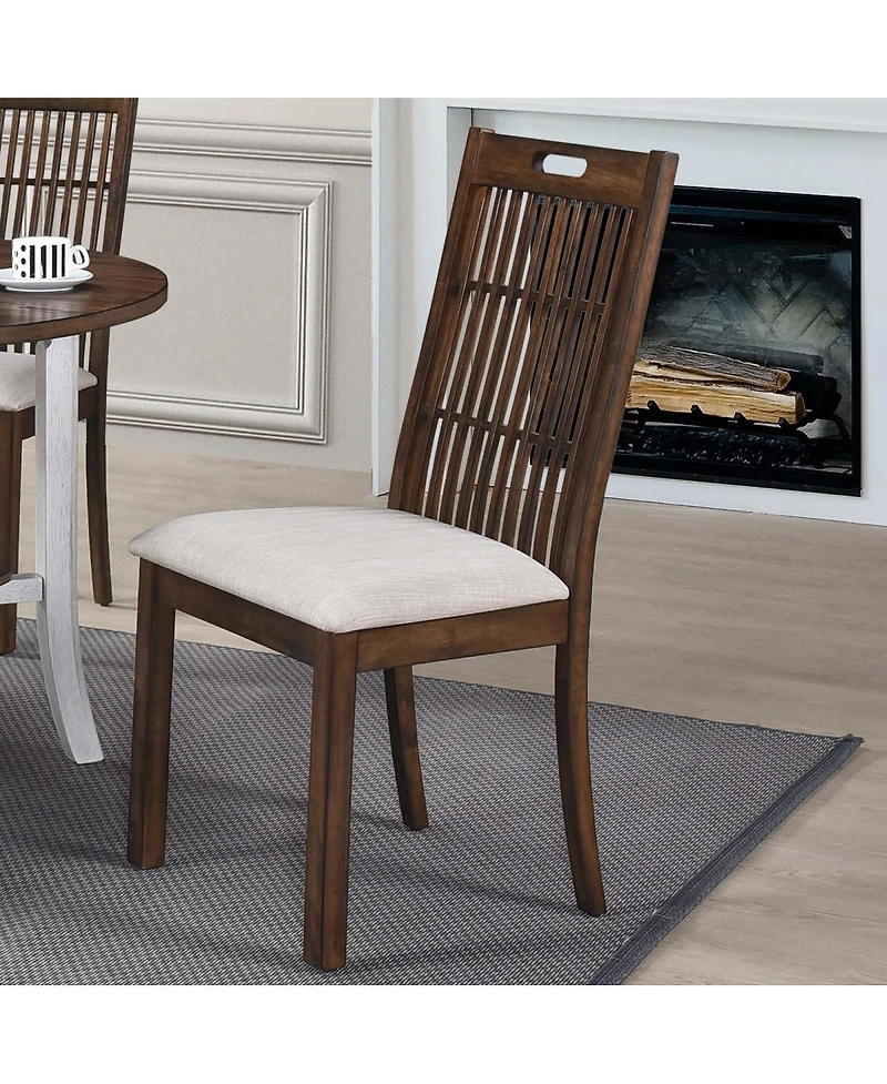 Streamdale Furniture Set of 2 Rustic Farmhouse Dining Chairs with Upholstered Seats