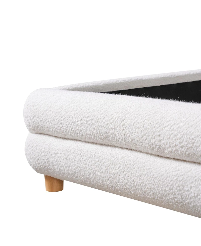 Streamdale Furniture Boucle Upholstered Bed Frame with Curved Headboard