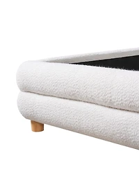 Streamdale Furniture Boucle Upholstered Bed Frame with Curved Headboard