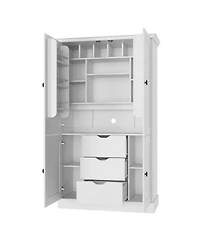 Streamdale Furniture Tall Freestanding Kitchen Pantry Cabinet with 4 Doors 3 Drawers and Wine Racks