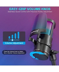 ZealSound Usb Condenser Microphone with Noise Cancellation, Touch Mute, Rgb Light and Volume Control for Streaming, Gaming and Podcasting
