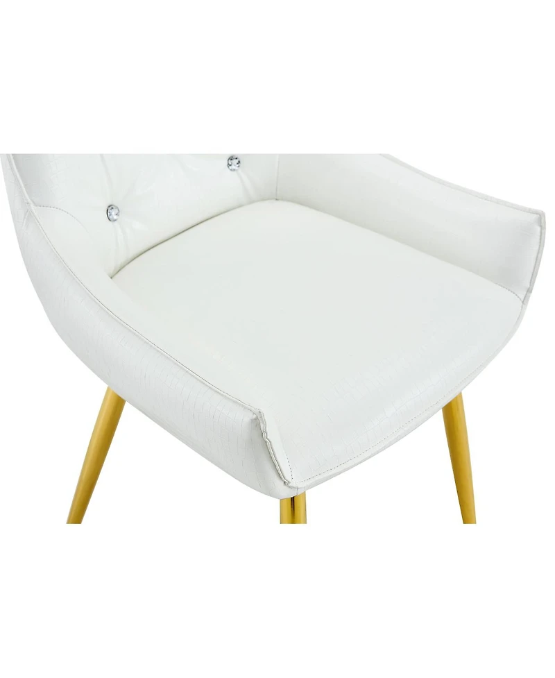 Streamdale Furniture Crocodile Pattern Pu Leather Accent Chairs with Golden Legs (Set of 2)