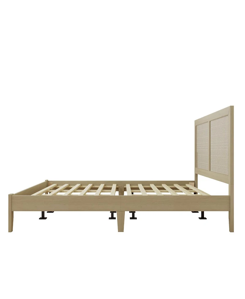 Streamdale Furniture Solid Wood Platform California King Bed With Rattan