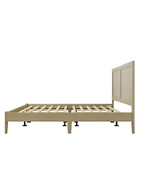 Streamdale Furniture Solid Wood Platform California King Bed With Rattan