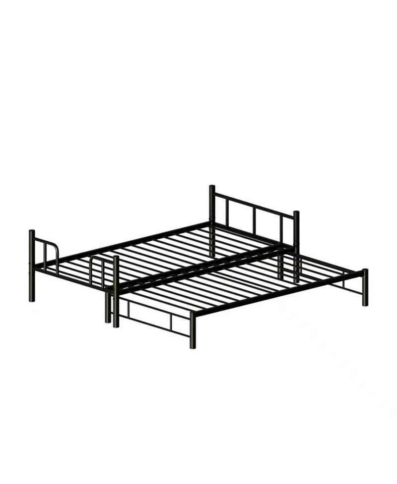Streamdale Furniture Twin Size Metal Pull-Out Bunk Bed with Guardrail and Ladder