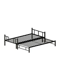 Streamdale Furniture Twin Size Metal Pull-Out Bunk Bed with Guardrail and Ladder