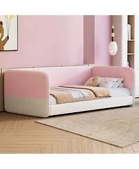 Streamdale Furniture Twin Size Upholstered Velvet Floor Bed with Protective Sides