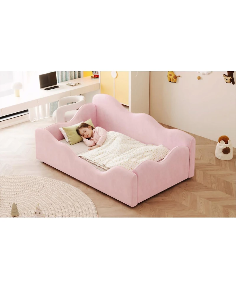 Streamdale FurnitureCloud-Shaped Upholstered Toddler Bed with Safety Guardrails