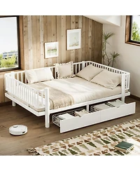 Streamdale Furniture Full Size Metal Platform Bed with Storage Drawers