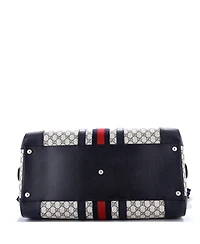 Pre-Owned Gucci Large Savoy Web Convertible Duffle Bag Gg Coated Canvas