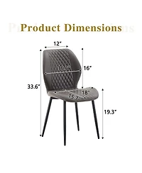 Streamdale Furniture Set of 4 Modern Diamond-Quilted Pu Dining Chairs Metal Legs