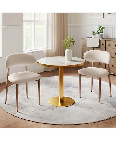 Streamdale Furniture Set of 2 Modern Farmhouse Fabric Upholstered Dining Chairs with Metal Legs