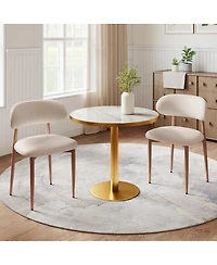 Streamdale Furniture Set of 2 Modern Farmhouse Fabric Upholstered Dining Chairs with Metal Legs