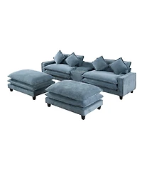 Streamdale Furniture 111'' Chenille Sectional Sofa with Storage Ottomans and Usb Ports