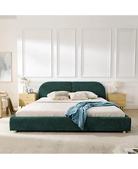 Streamdale Furniture King Size Upholstered Bed Frame Modern Minimalist with Tall Curved Headboard