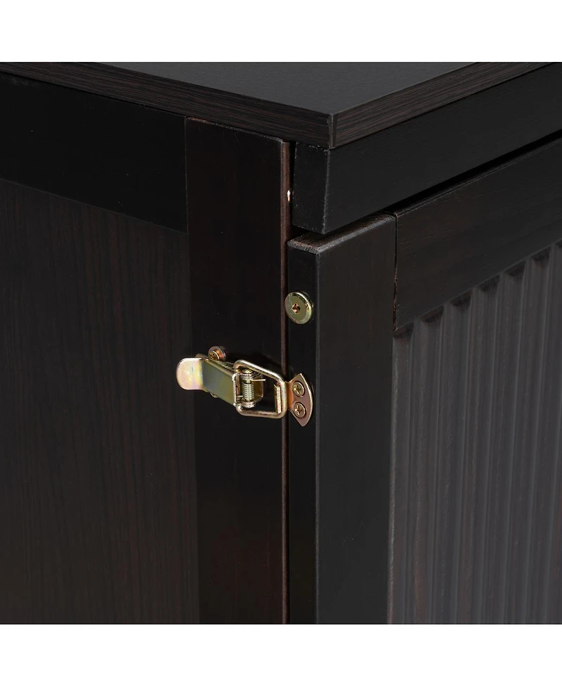 Streamdale Furniture Murphy queen bed with Wooden doors design fake drawers metal legs Espresso