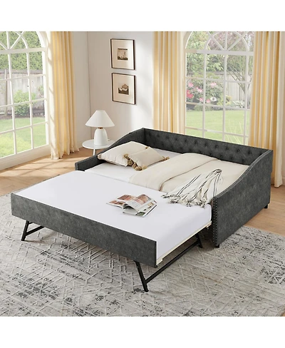 Streamdale Furniture Daybed with Pull-out Usb Charging and Button-Tufted Arms