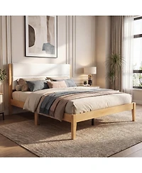 Streamdale Furniture Mid-Century Modern Upholstered King Platform Bed Wood