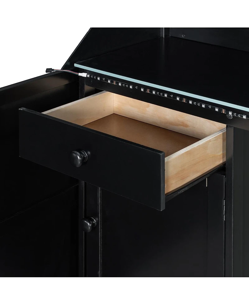 Streamdale Furniture Gaming Loft Bed with Desk Lights and Charging Station