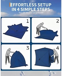 gaomon Insulated Pop-Up Ice Fishing Tent Shelter, 6-8 Person Portable Hub-Style Cabin Shanty, 60-Second Instant Setup, Windproof Thermal