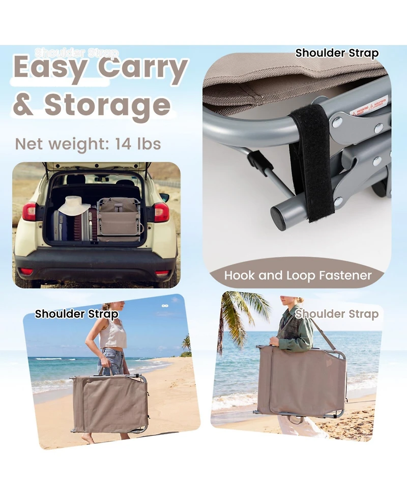 Sugift Portable Sunbathing Chair with Face Hole and 4-Position Backrest